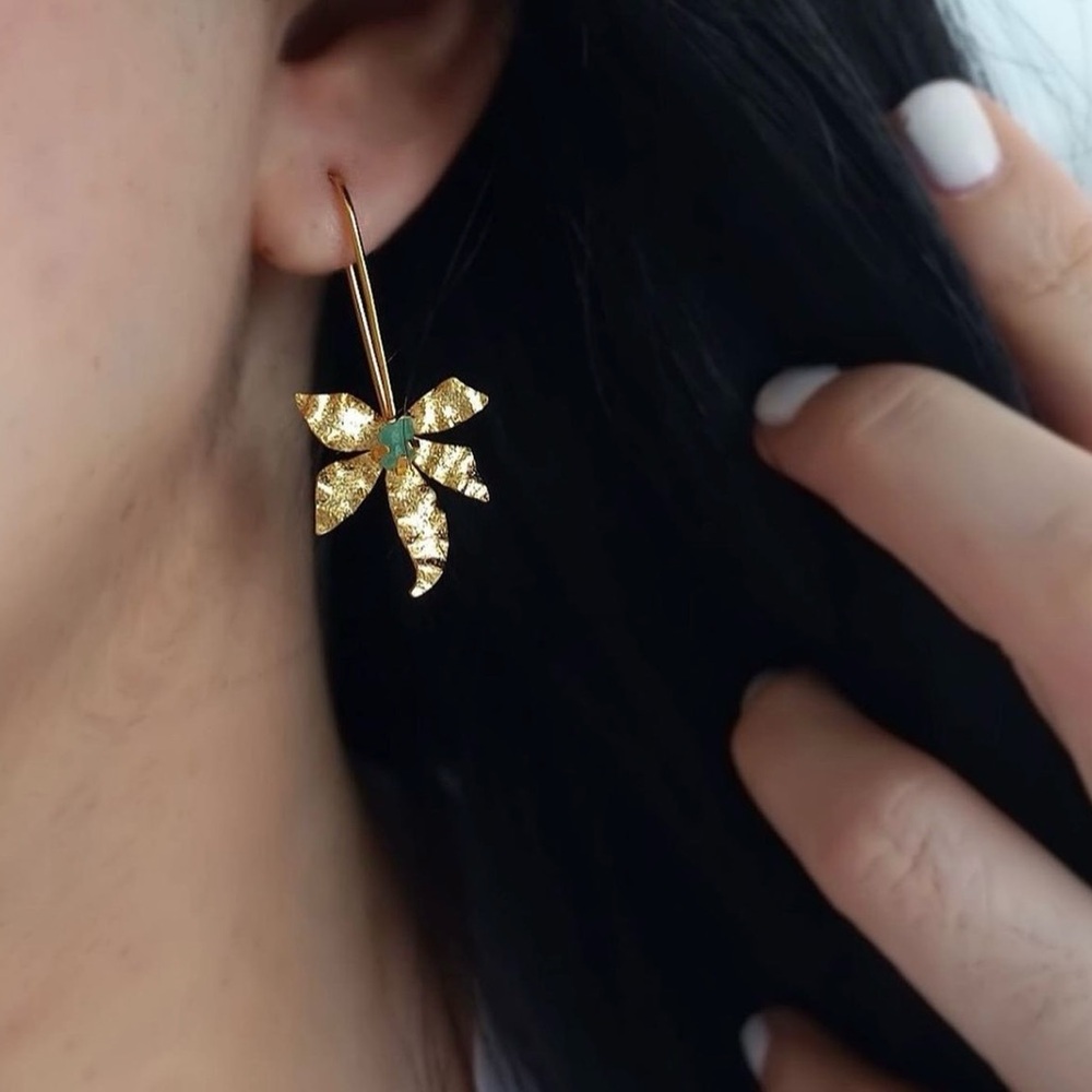 Handmade Emerald Earrings 24K Gold Plated